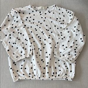 Zara White Top with Black Polka Dots